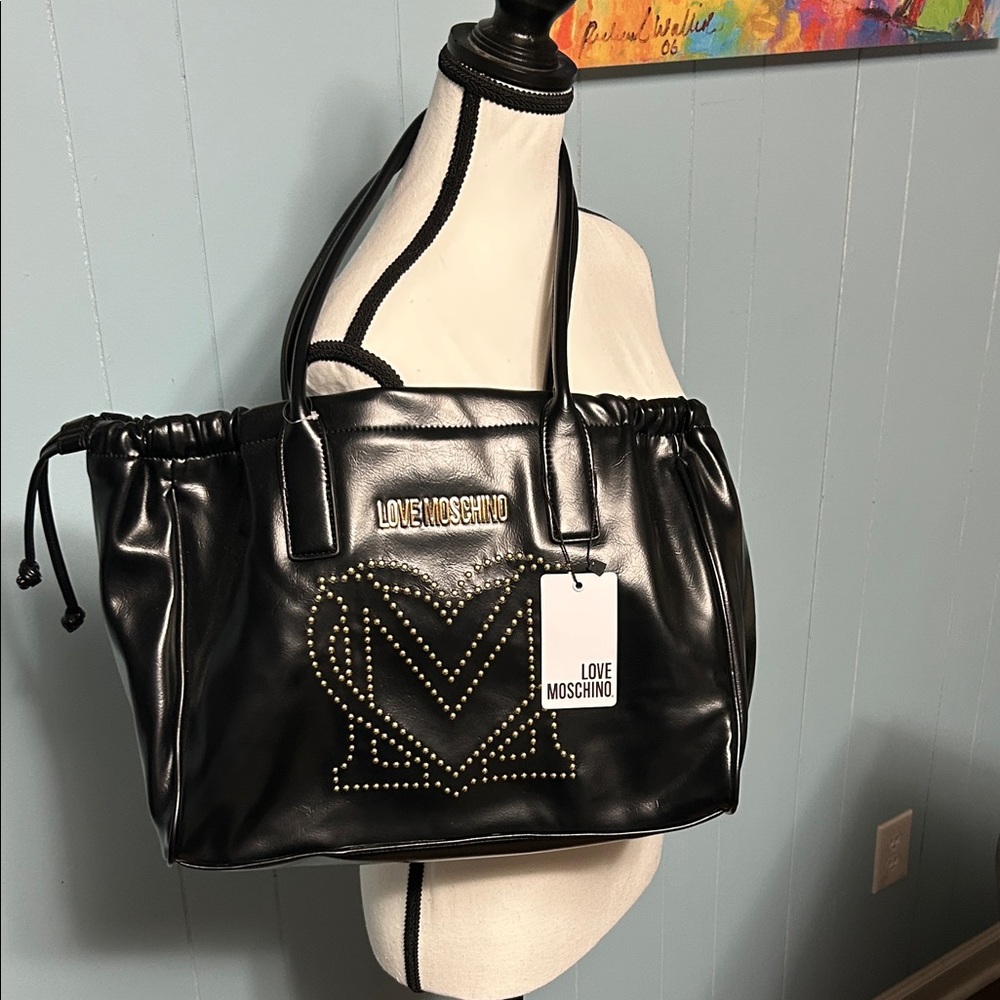 Love Moschino Black Tote with Gold Studs